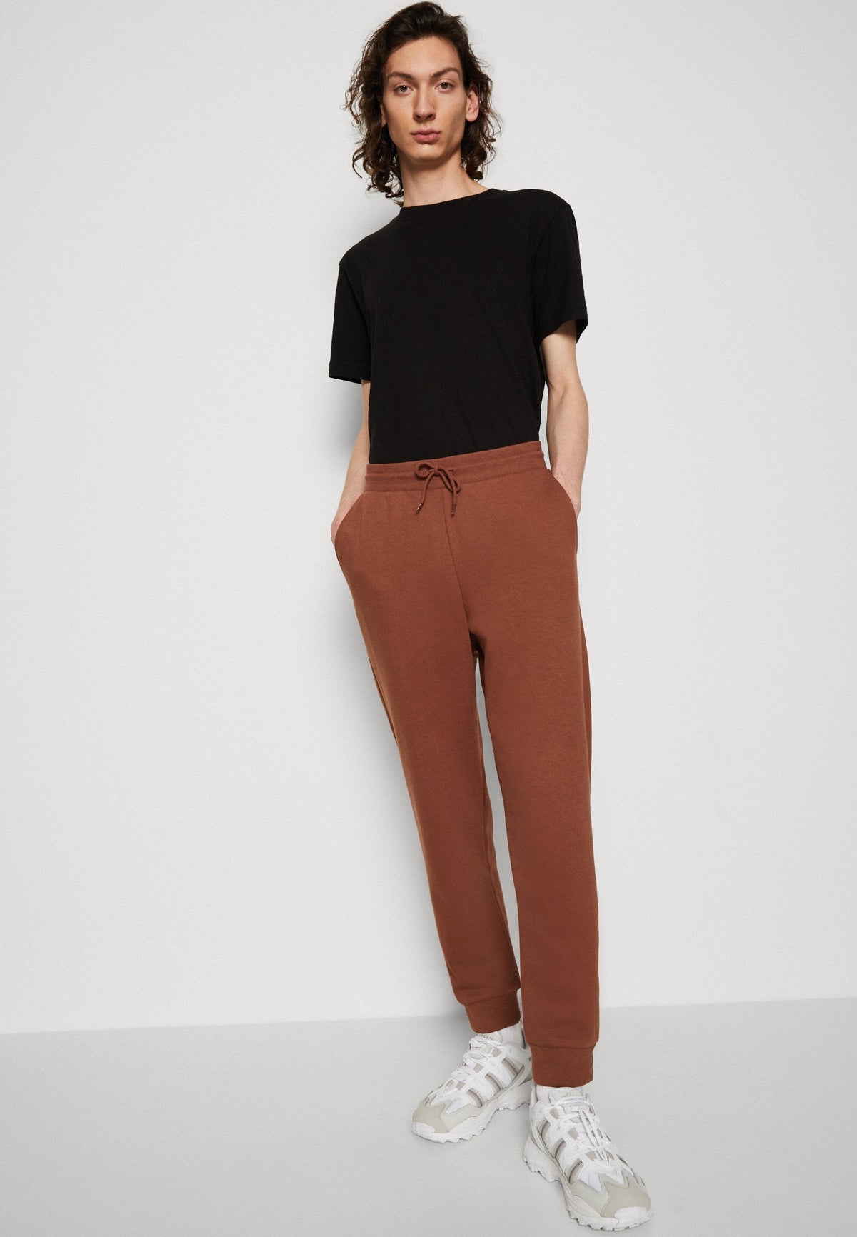 YOURTURN Unisex 2 Pack- Tracksuit Bottoms - Brown/Off-White