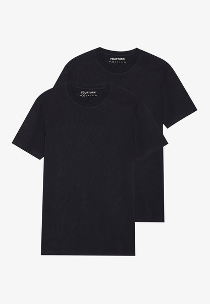YOURTURN UNISEX 2 PACK BASIC REGULAR T SHIRT - Basic T-shirt - Bright White/true Black