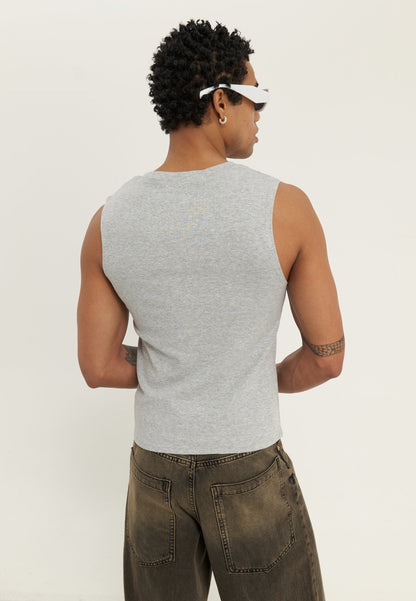 YOURTURN BASIC RIB MUSCLE TANKS UNISEX 2 PACK - Top - White/grey