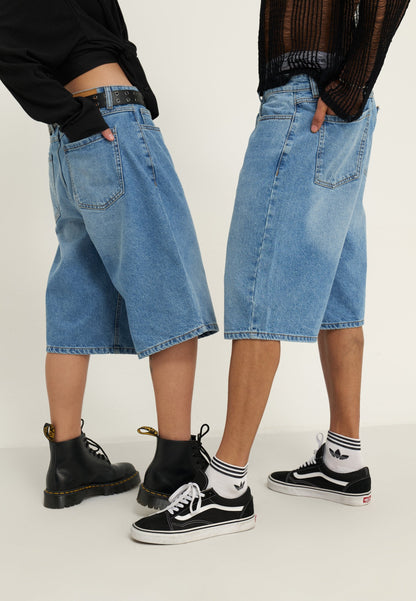 YOURTURN UNISEX - Denim Shorts - Light Blue Denim