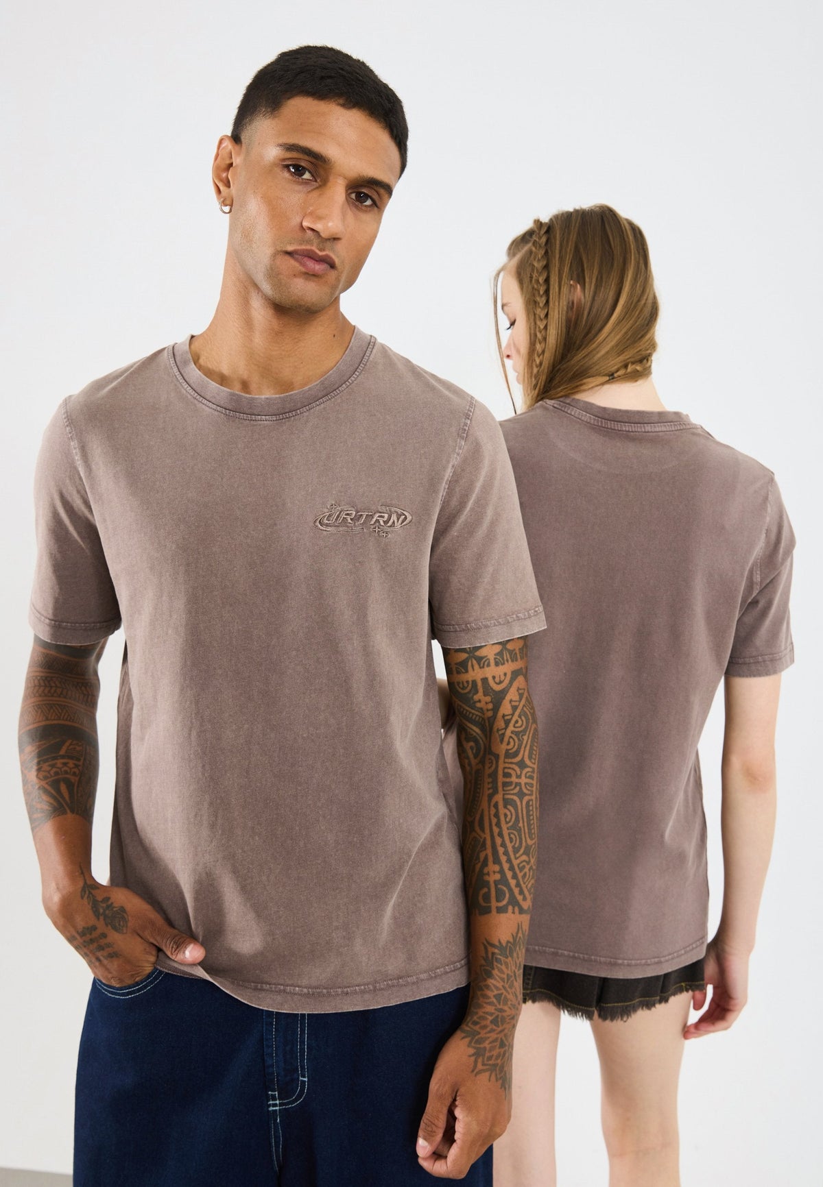 YOURTURN UNISEX - Print T-shirt - Washed Brown