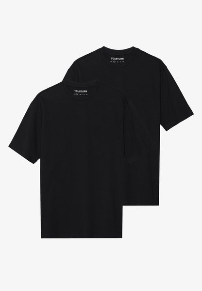 YOURTURN 2 PACK UNISEX BASIC OVERSIZED T-SHIRT - Basic T-shirt - White