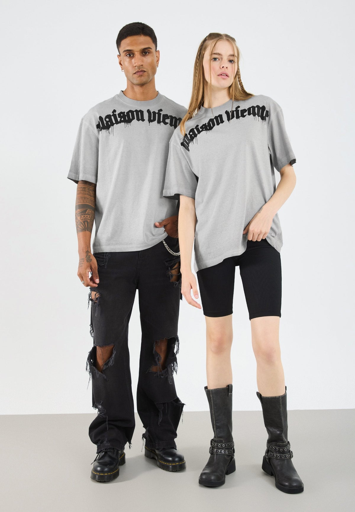 YOURTURN UNISEX - Print T-shirt - Grey Wash