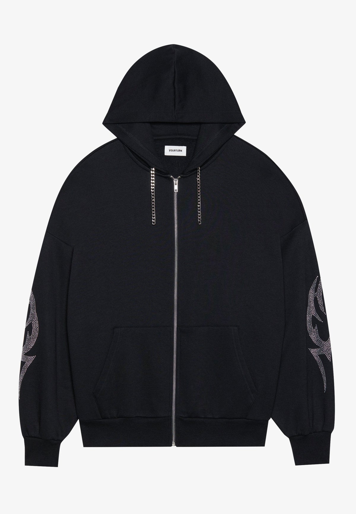 YOURTURN RHINESTONE TRIBAL ZIP-UP UNISEX - Zip-up Sweatshirt - Black