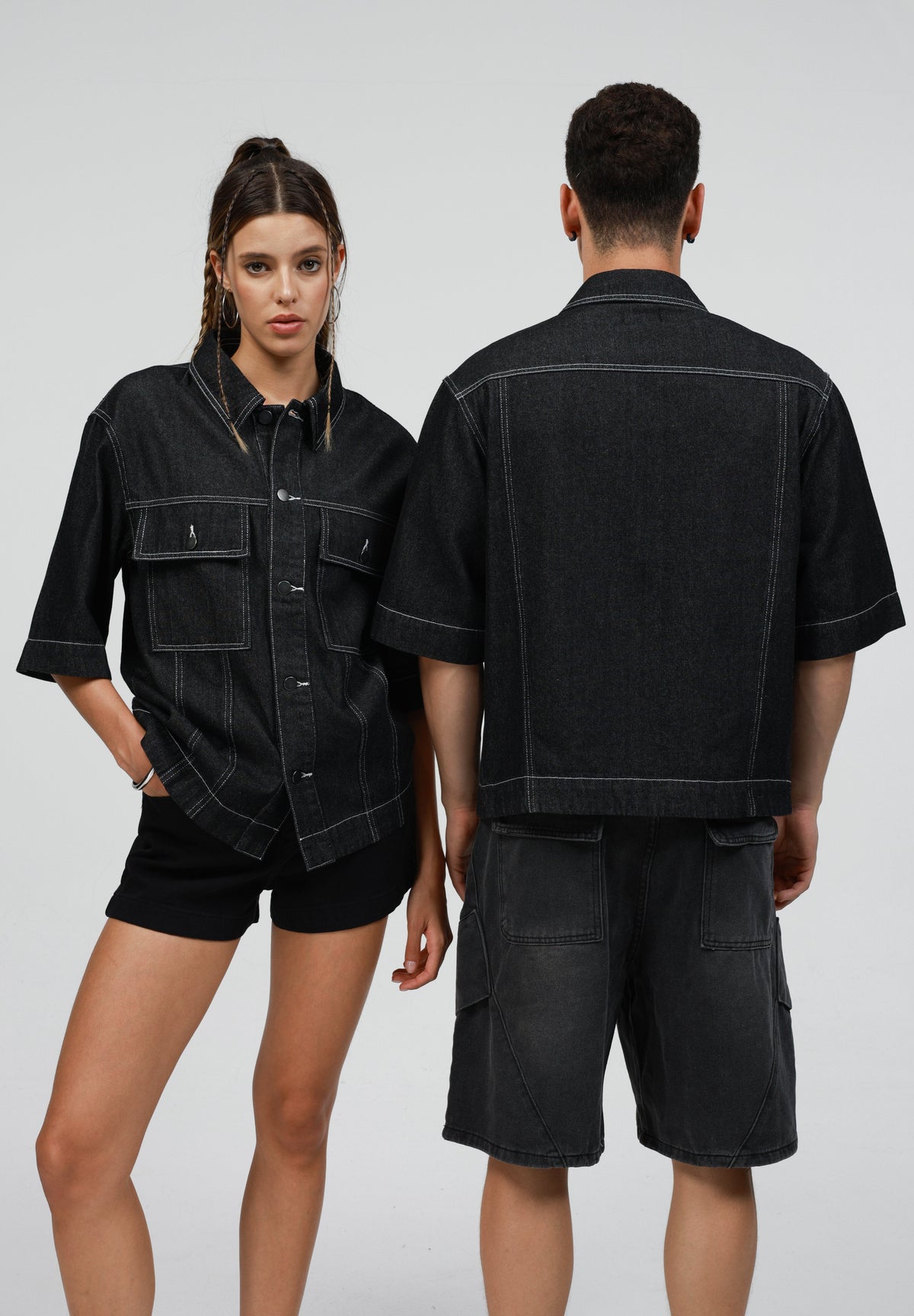YOURTURN UNISEX DENIM - Shirt - Washed Black