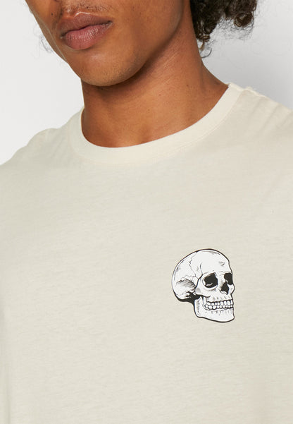 YOURTURN SkullGraphic- Print T-Shirt - Beige