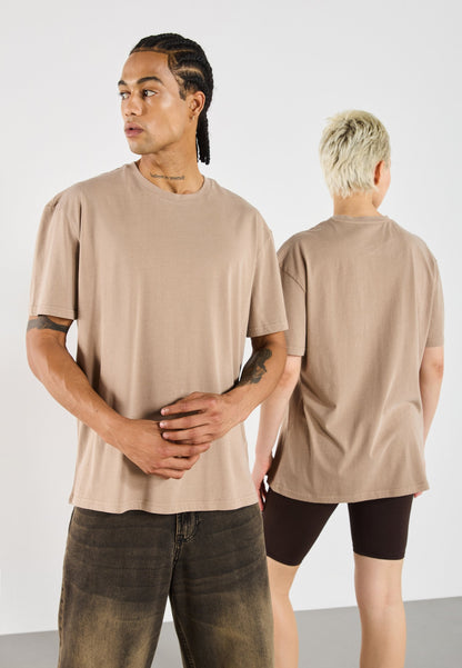 YOURTURN UNISEX BASIC GARMENT WASHED - Basic T-shirt - Taupe