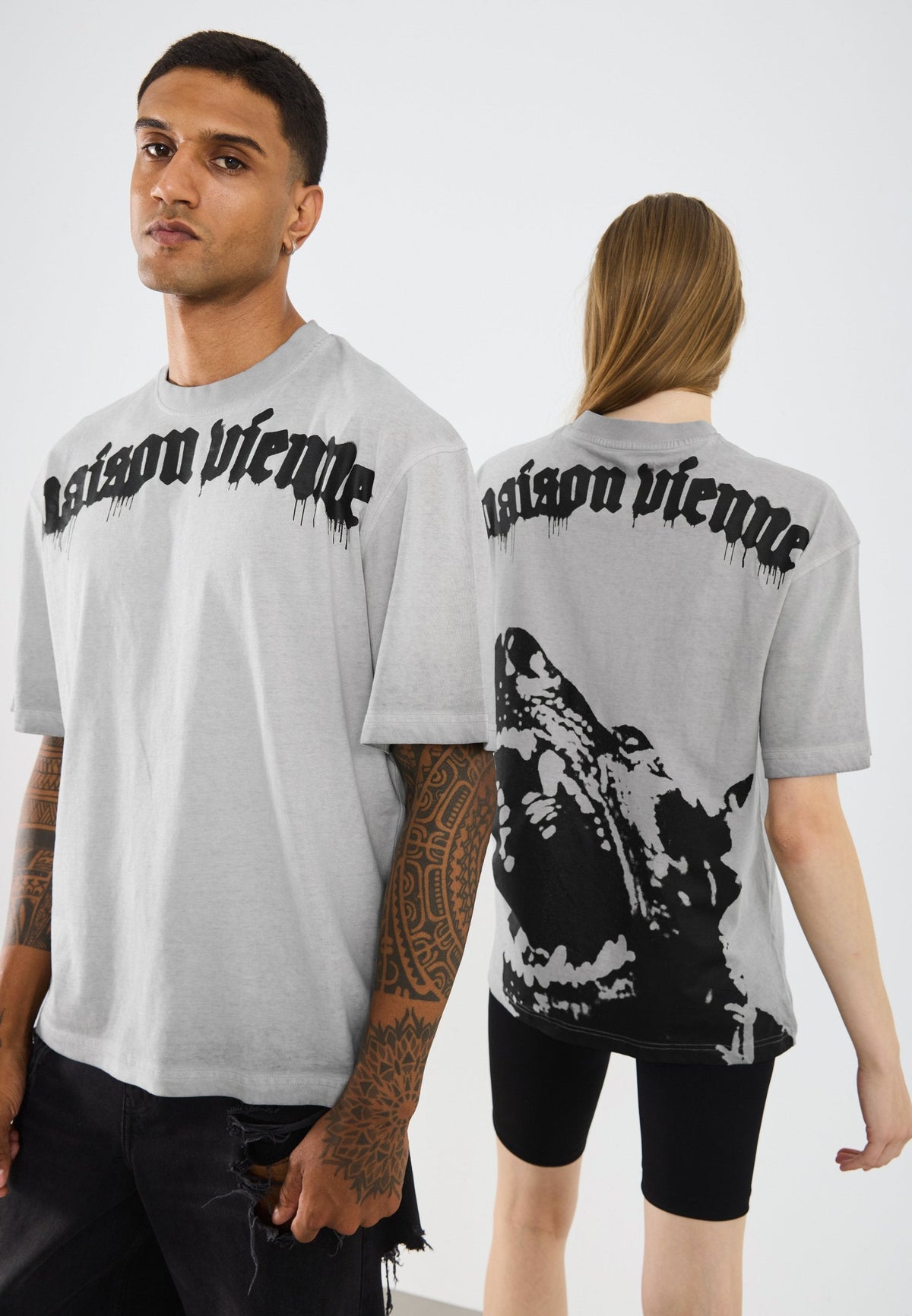 YOURTURN UNISEX - Print T-shirt - Grey Wash