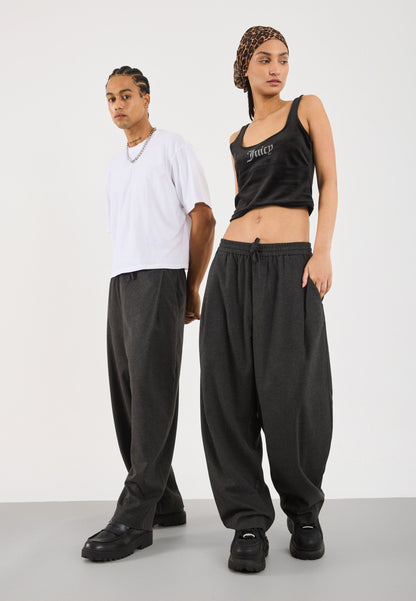 YOURTURN BARREL TROUSER UNISEX - Trousers - Dark Grey Melange