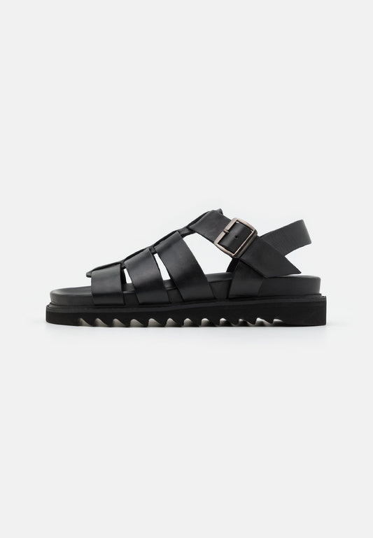 YOURTURN Leather Unisex- Sandals - Black
