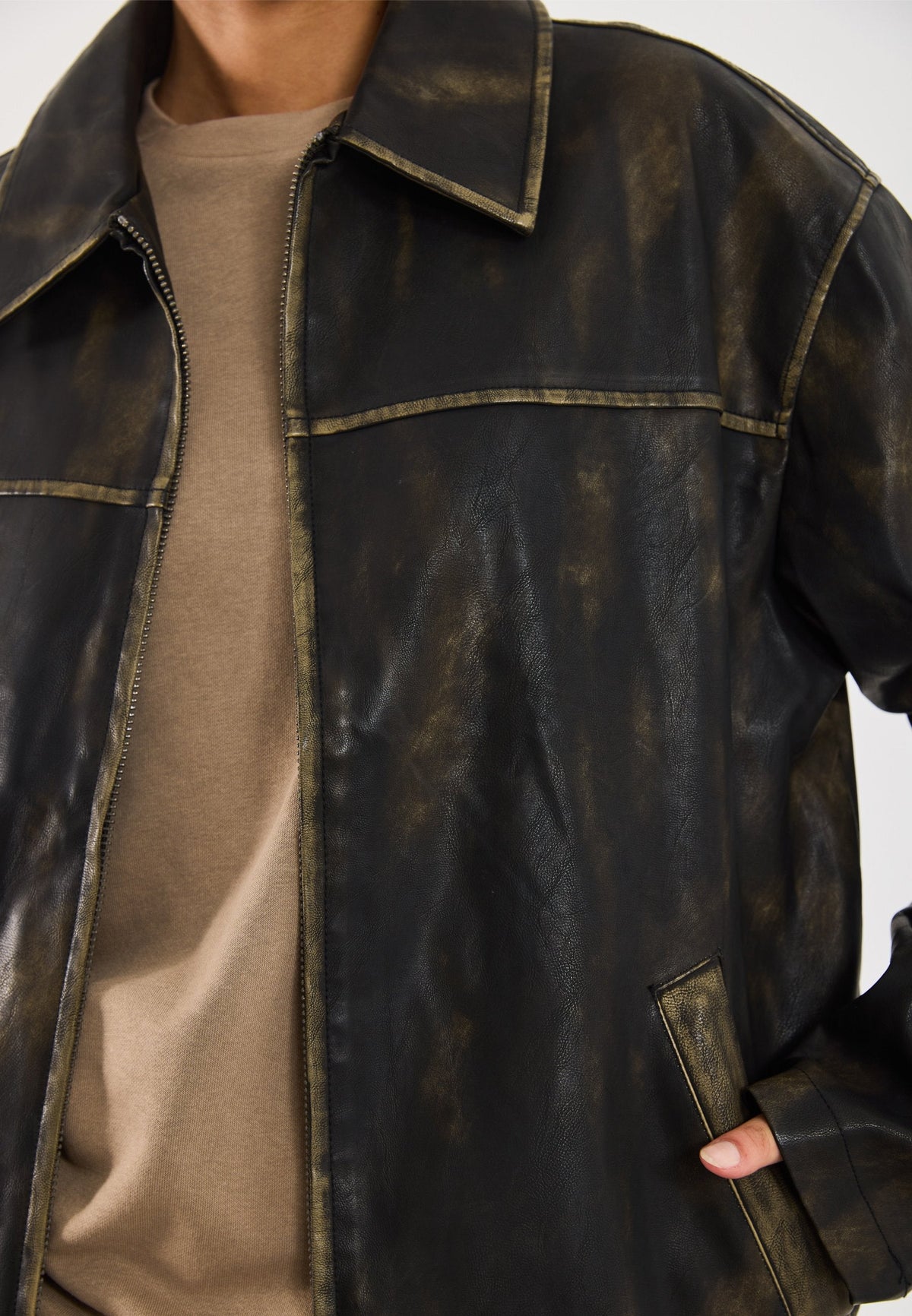YOURTURN UNISEX - Faux Leather Jacket - Dark Grey