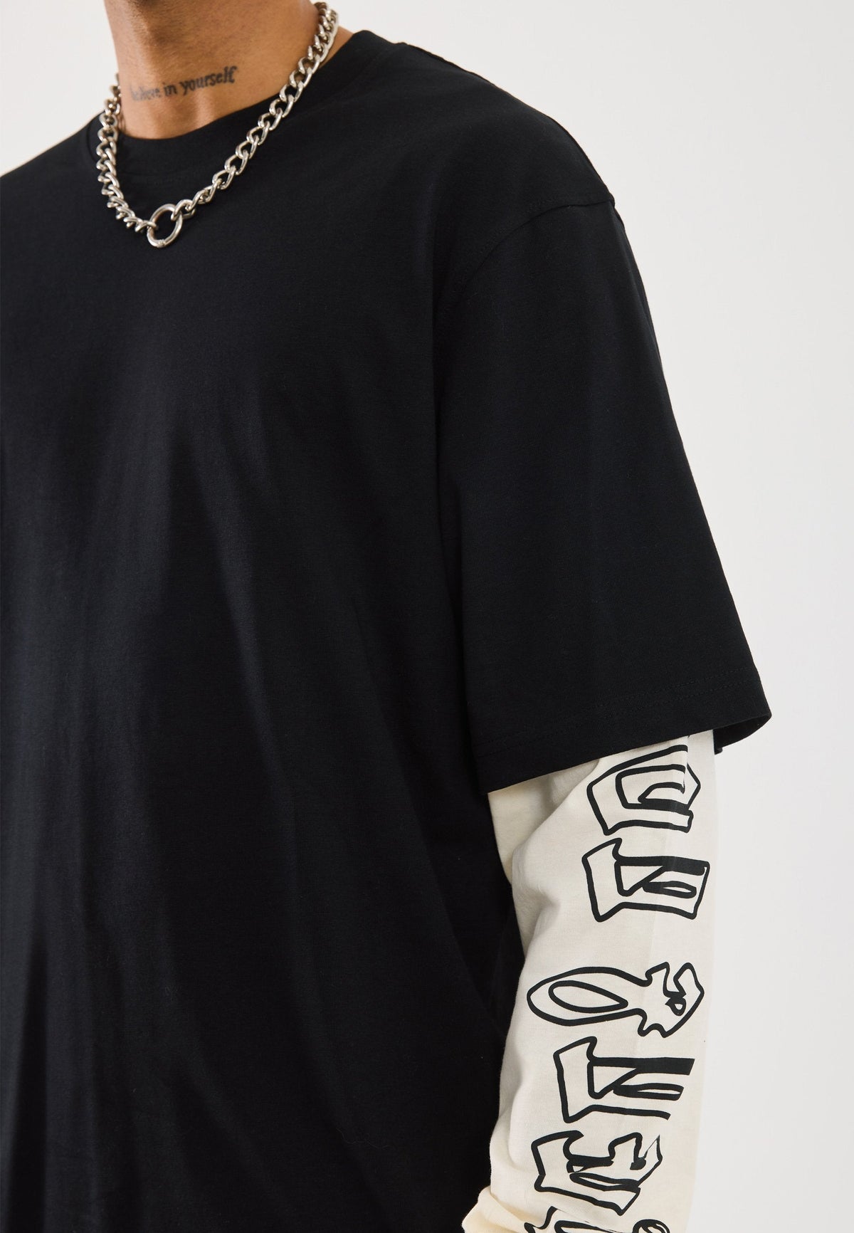 YOURTURN UNISEX - Long Sleeved Top - Black/white