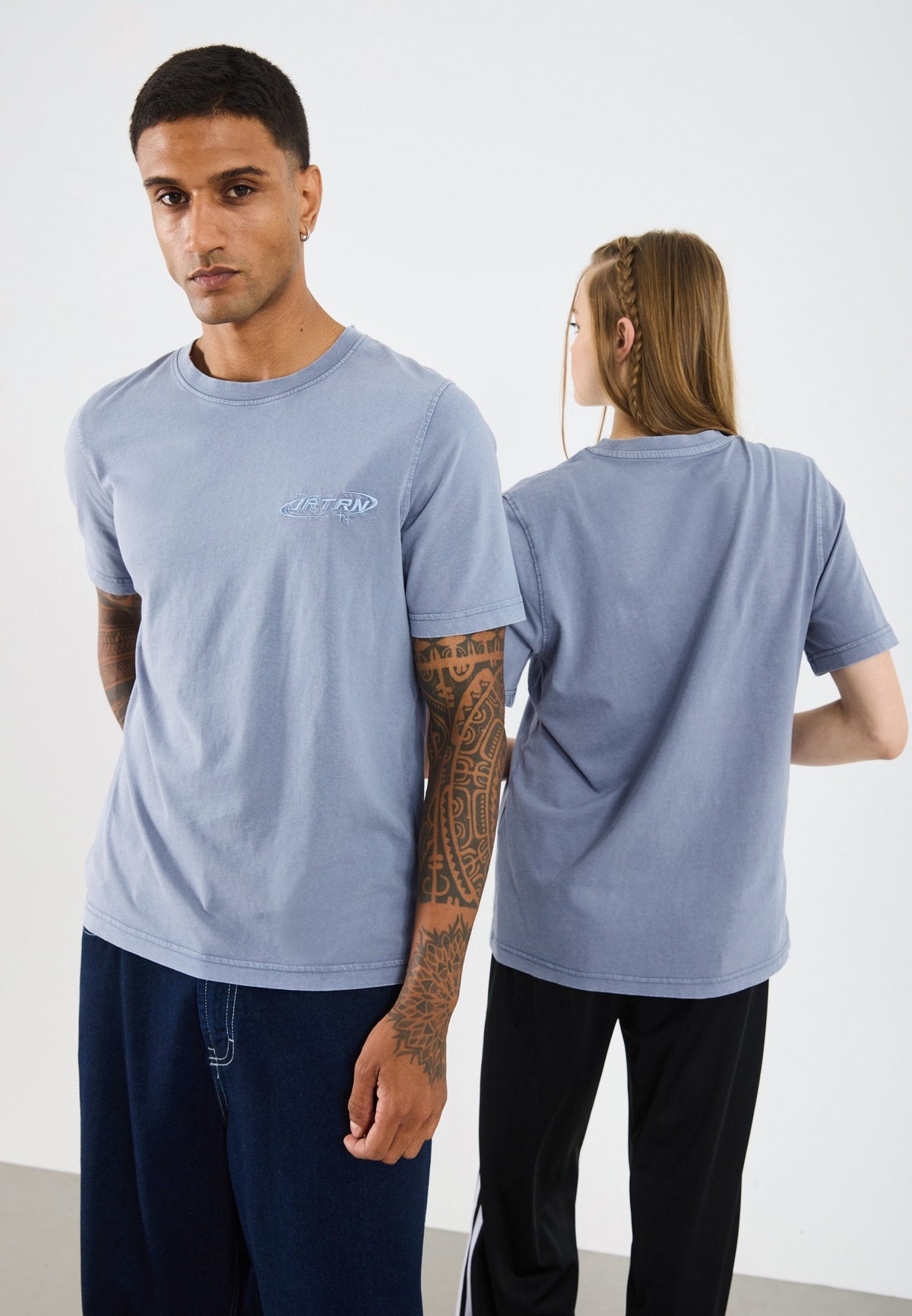 YOURTURN UNISEX - Print T-shirt - Washed Blue
