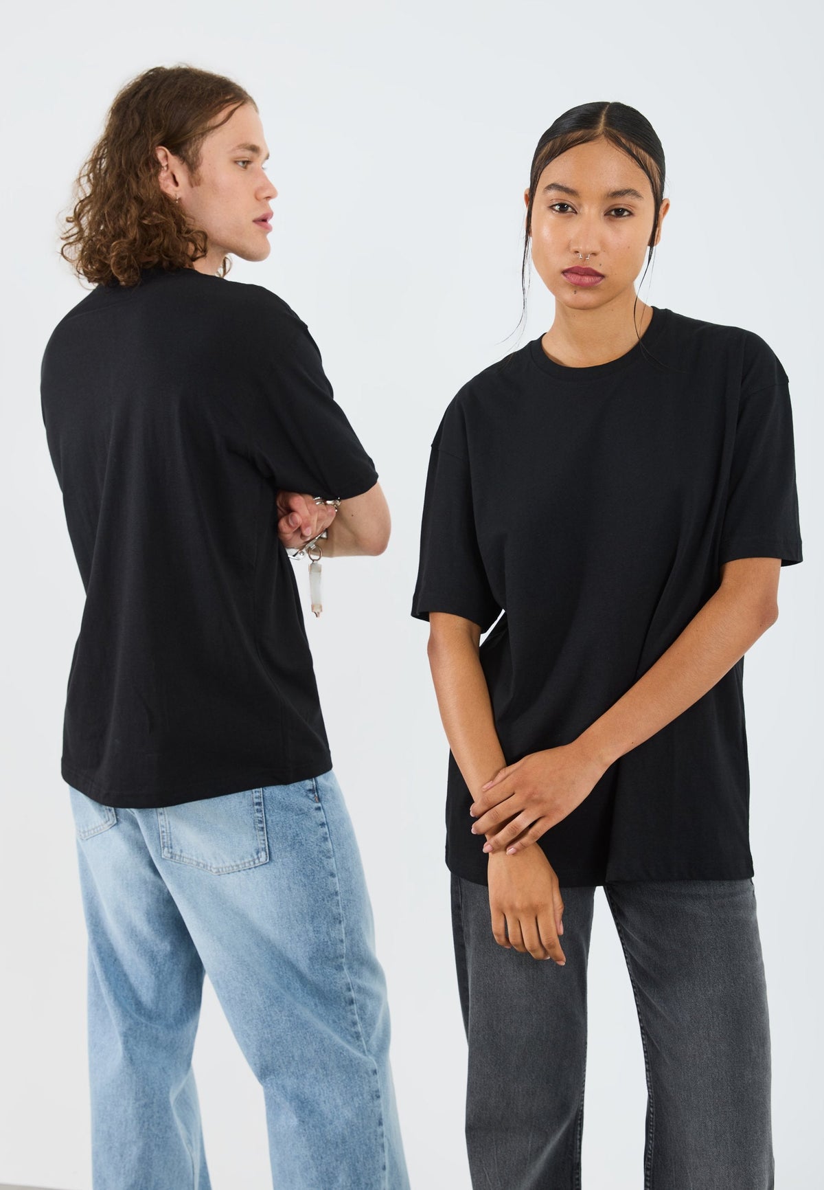 YOURTURN UNISEX 5 PACK BASIC LOOSE T-SHIRT - Basic T-shirt - Black