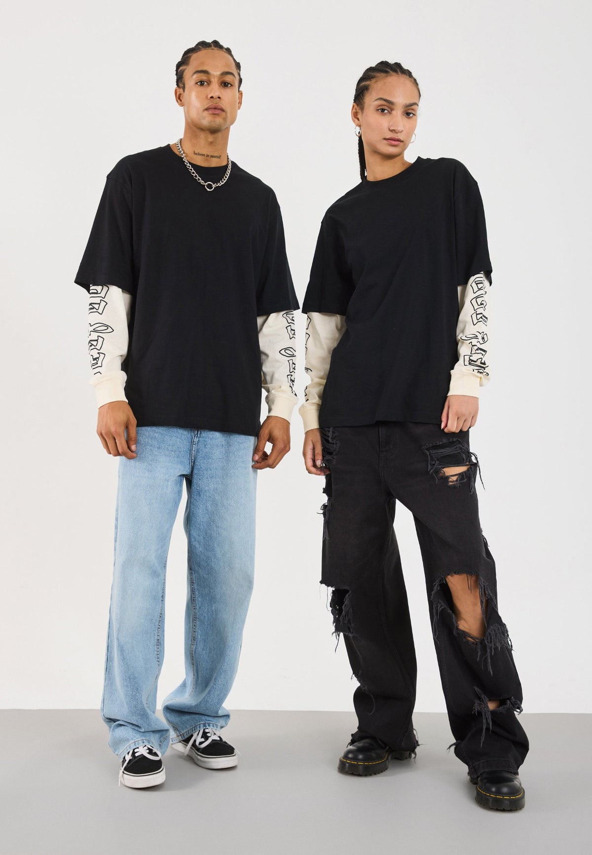 YOURTURN UNISEX - Long Sleeved Top - Black/white