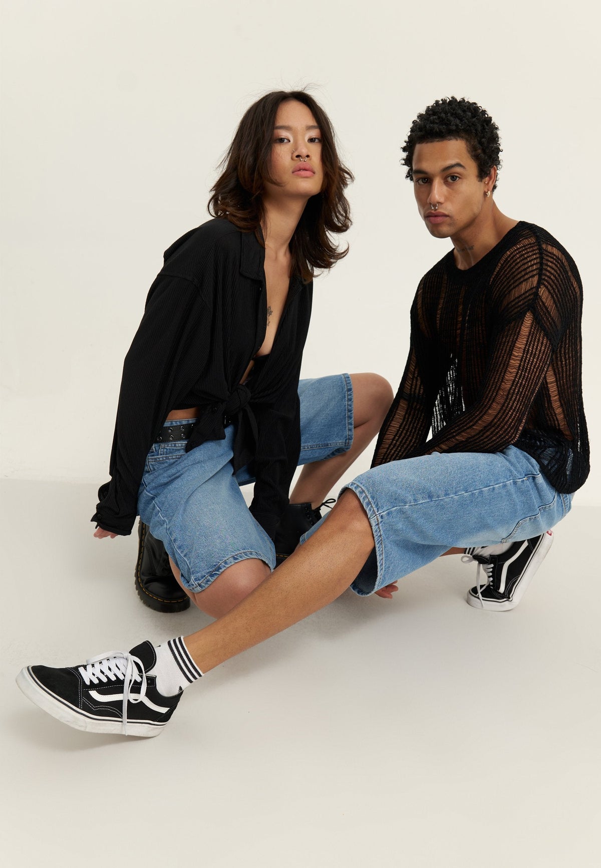 YOURTURN UNISEX - Denim Shorts - Light Blue Denim