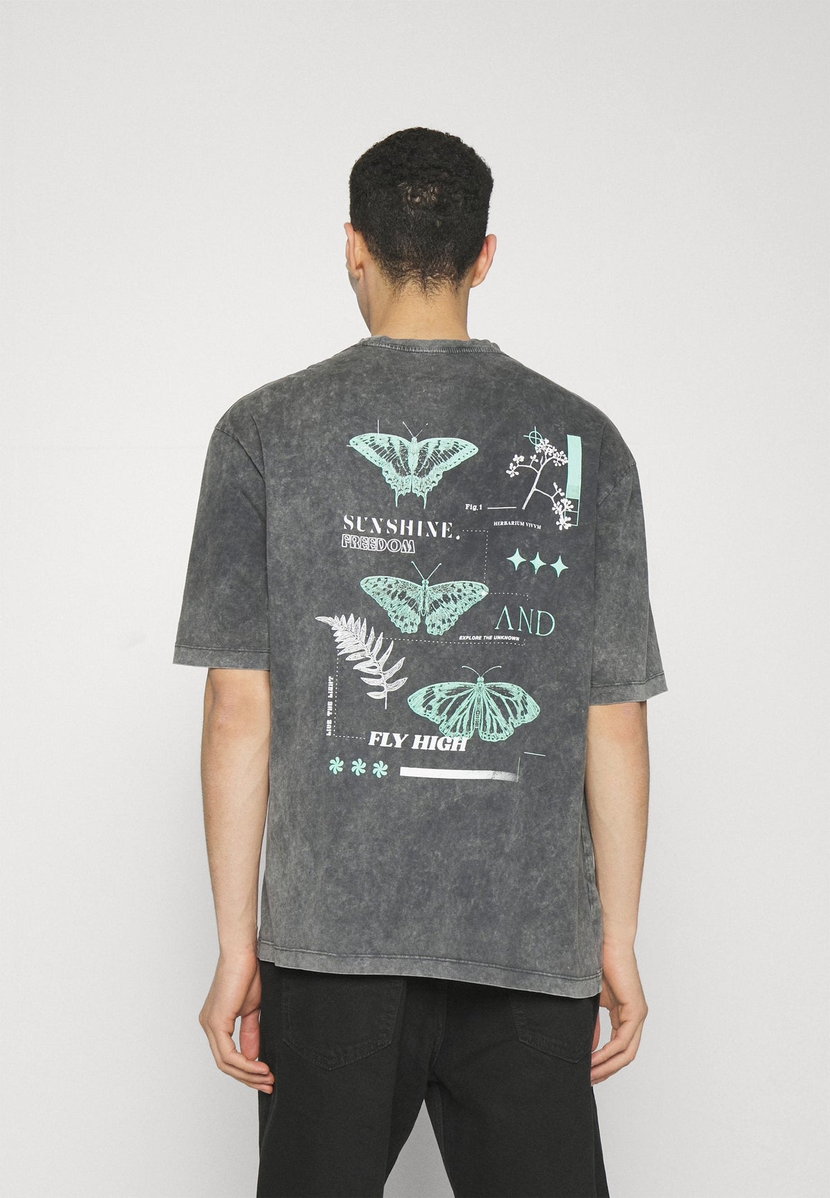 YOURTURN Unisex - Print T-Shirt - Mottled Black