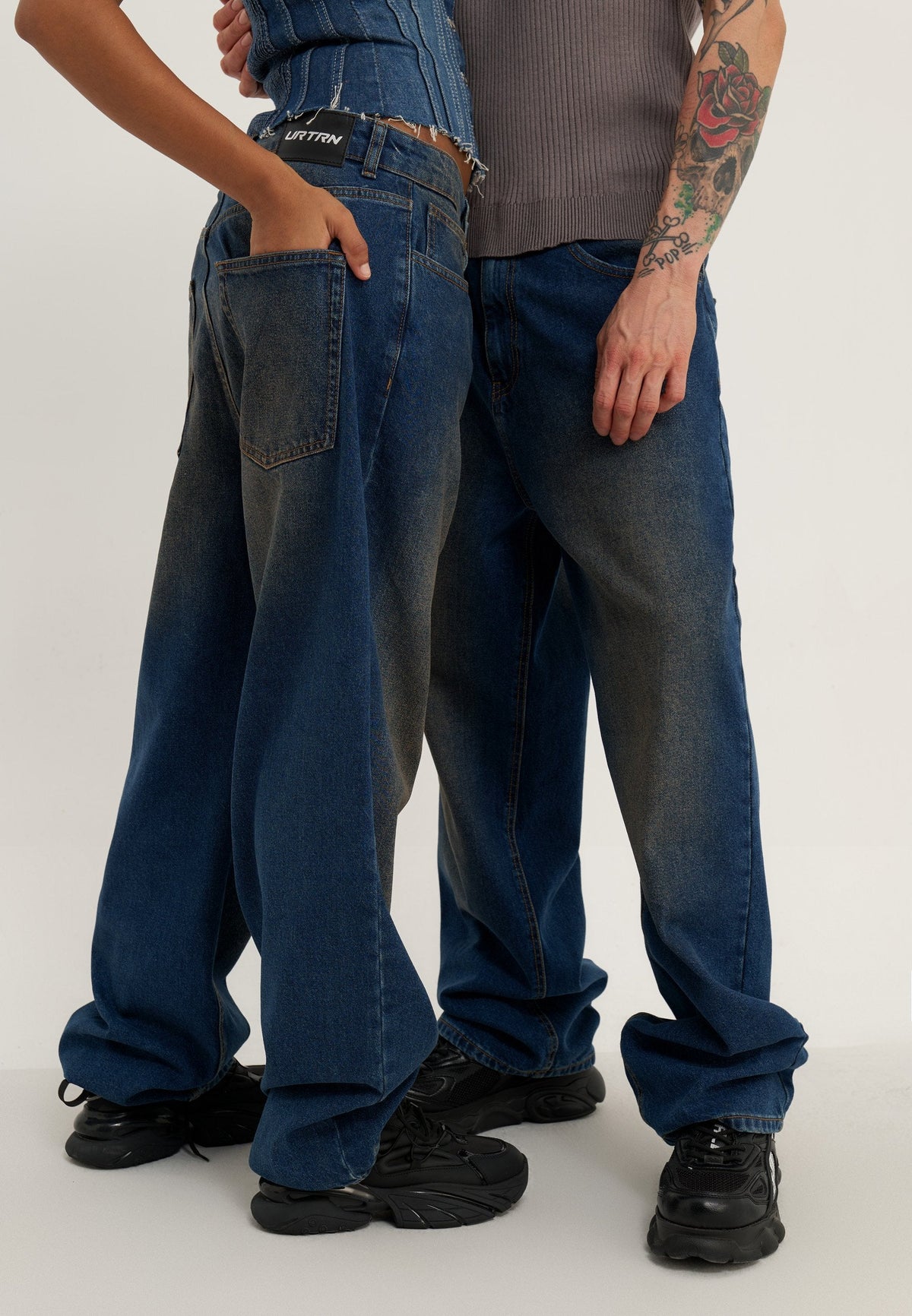 YOURTURN UNISEX - Baggy Jeans - Dirty Denim