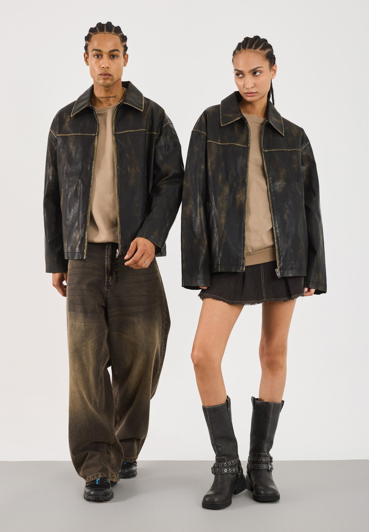 YOURTURN UNISEX - Faux Leather Jacket - Dark Grey