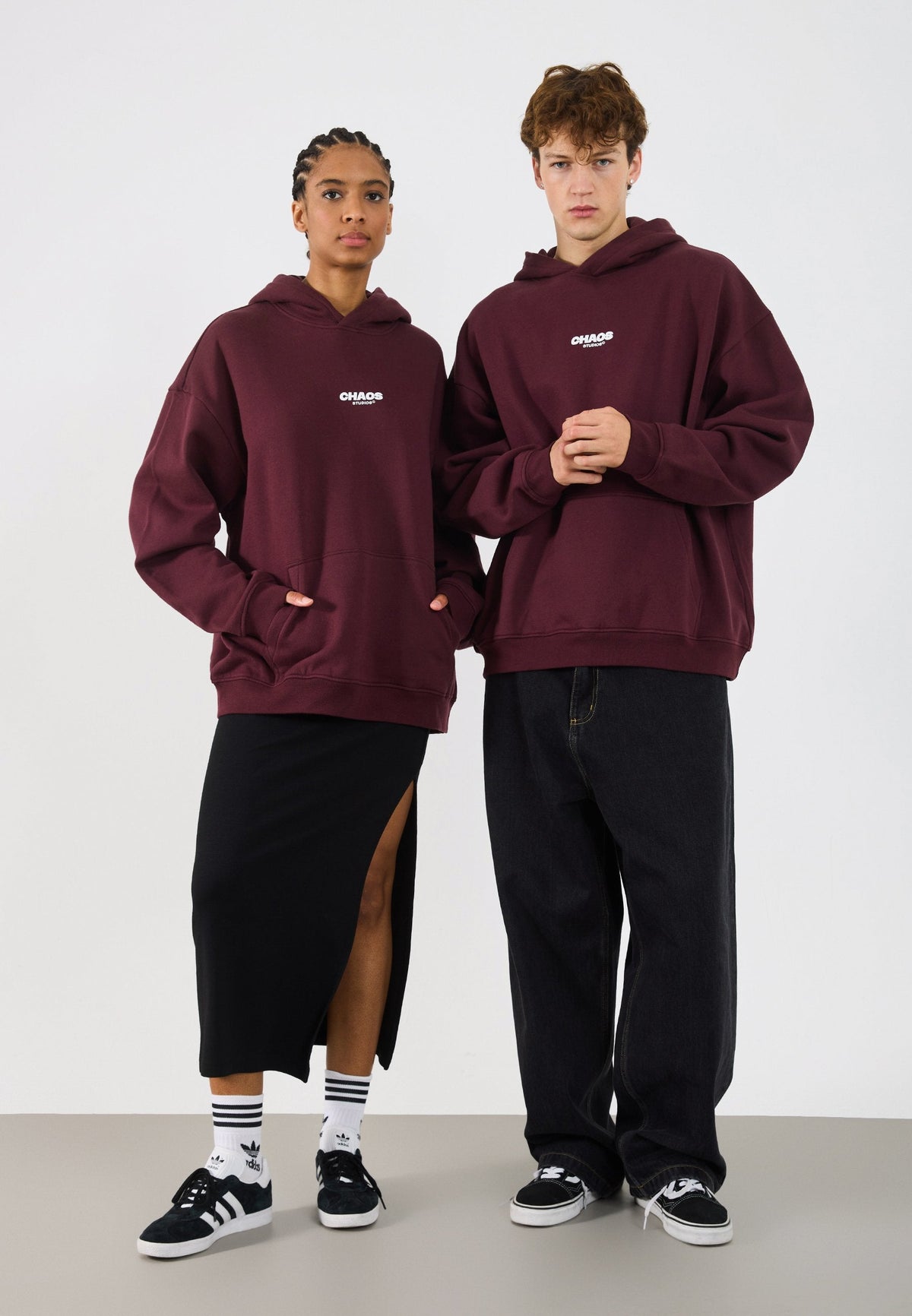 YOURTURN CHAOS OVERSIZE HEAVY HOODIE UNISEX - Sweatshirt - Vineyard Wine