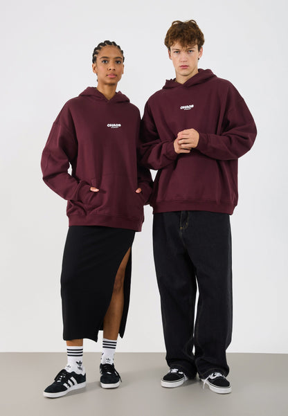YOURTURN CHAOS OVERSIZE HEAVY HOODIE UNISEX - Sweatshirt - Vineyard Wine