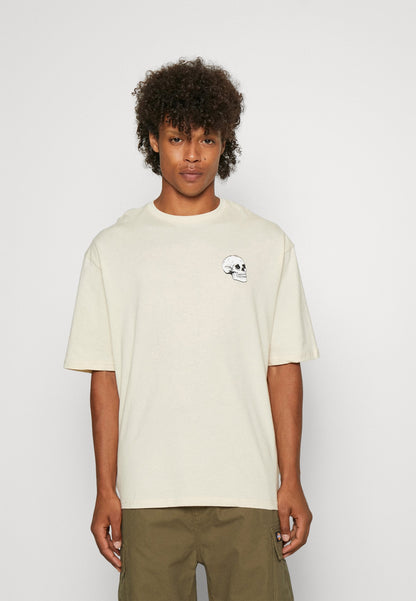 YOURTURN SkullGraphic- Print T-Shirt - Beige