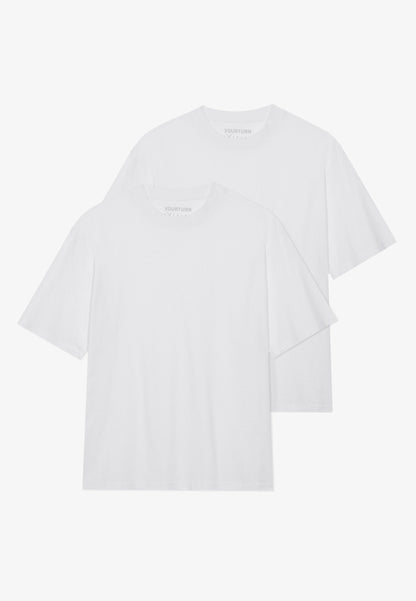 YOURTURN UNISEX 2 PACK BASIC BOXY T SHIRT - Basic T-shirt - Coffee Bean/egret