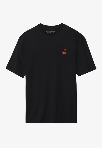 YOURTURN UNISEX - Basic T-shirt - Black/red