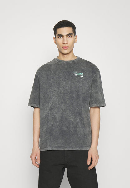 YOURTURN Unisex - Print T-Shirt - Mottled Black
