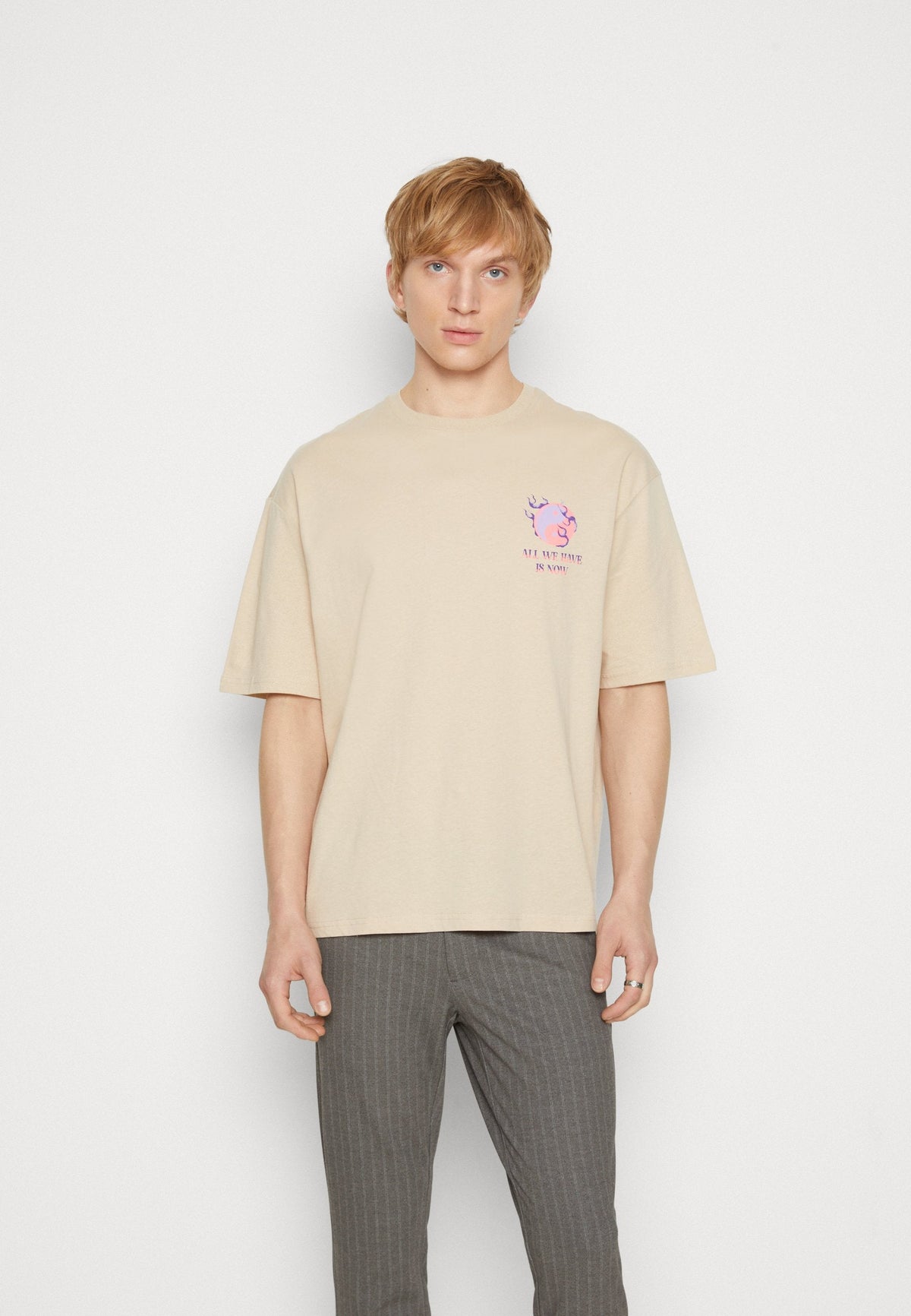 YOURTURN Graphic Tee Unisex - Print T-Shirt - Beige