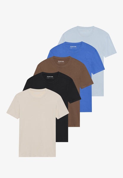 YOURTURN UNISEX 5 PACK BASIC LOOSE T-SHIRT - Basic T-shirt - Black