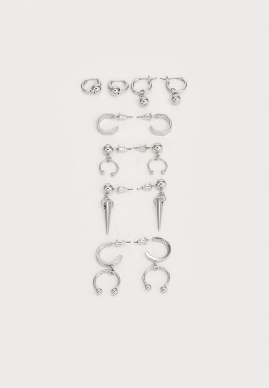 YOURTURN UNISEX 6PACK - Earrings - Silver-coloured