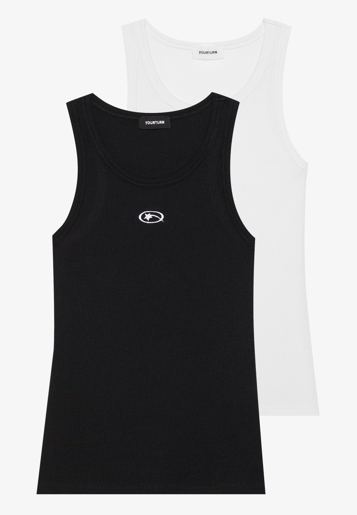 YOURTURN UNISEX 2 PACK WAFFLE VEST - Top - Bright White/true Black
