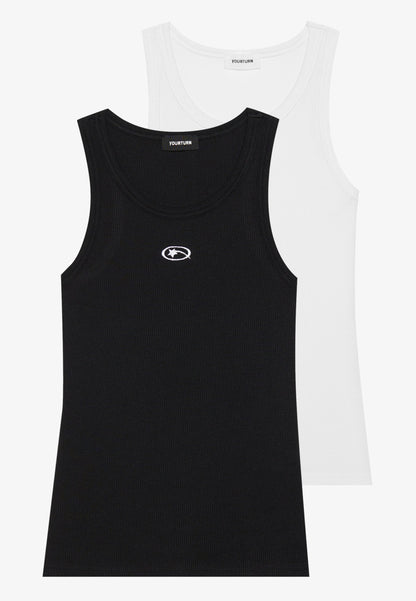 YOURTURN UNISEX 2 PACK WAFFLE VEST - Top - Bright White/true Black
