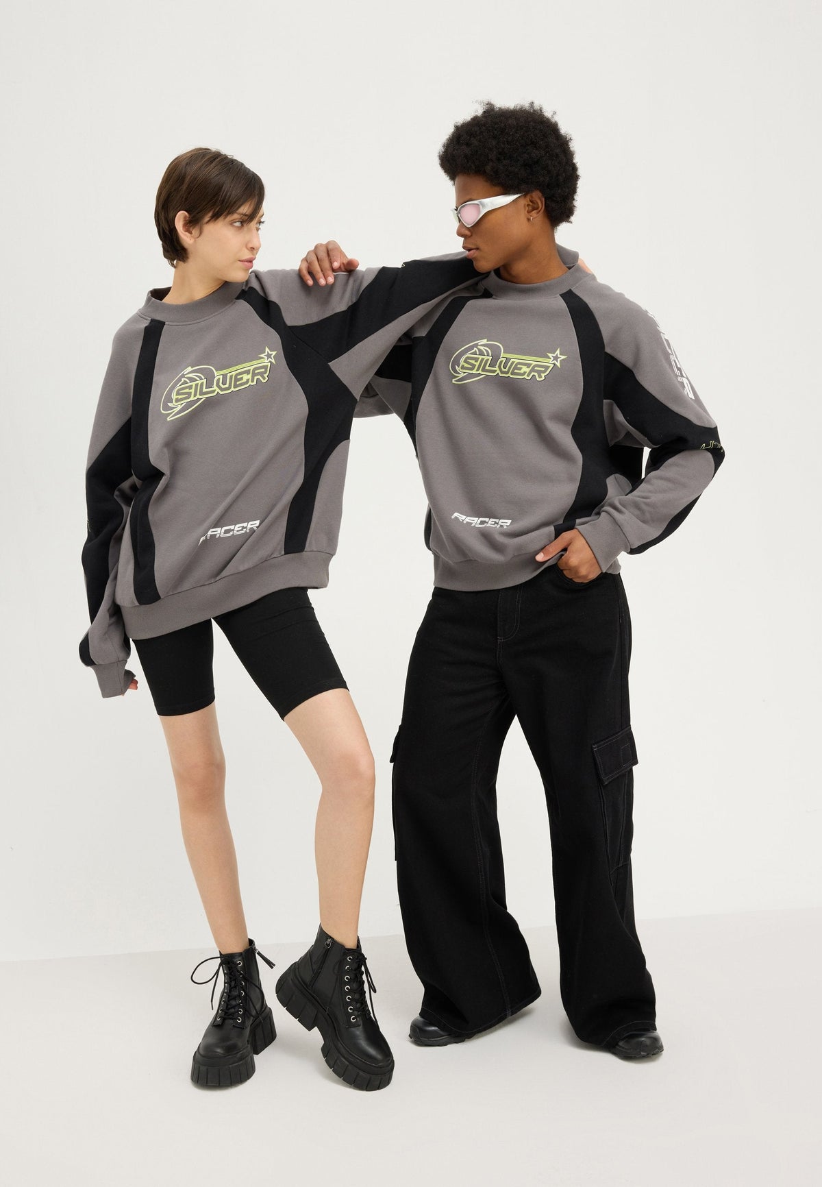 YOURTURN SILVER RACER CREW OVERSIZED UNISEX - Sweatshirt - Grey
