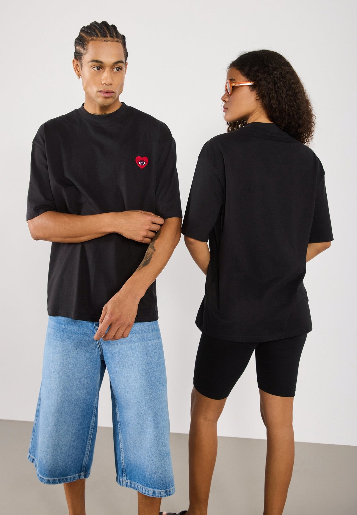 YOURTURN UNISEX 2 PACK - Print T-shirt - Black/white