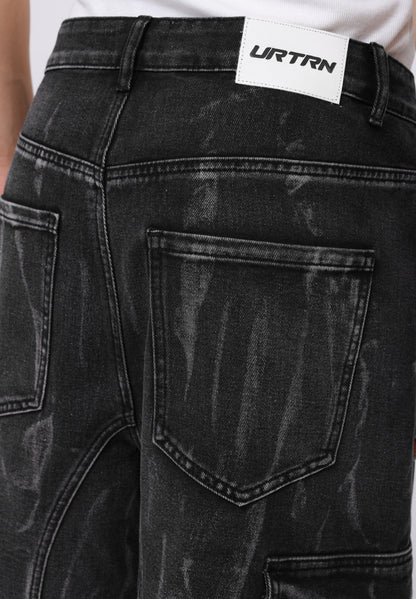 YOURTURN UNISEX - Denim Shorts - Black