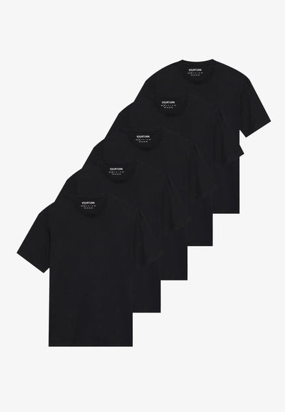 YOURTURN UNISEX 5 PACK BASIC LOOSE T-SHIRT - Basic T-shirt - White