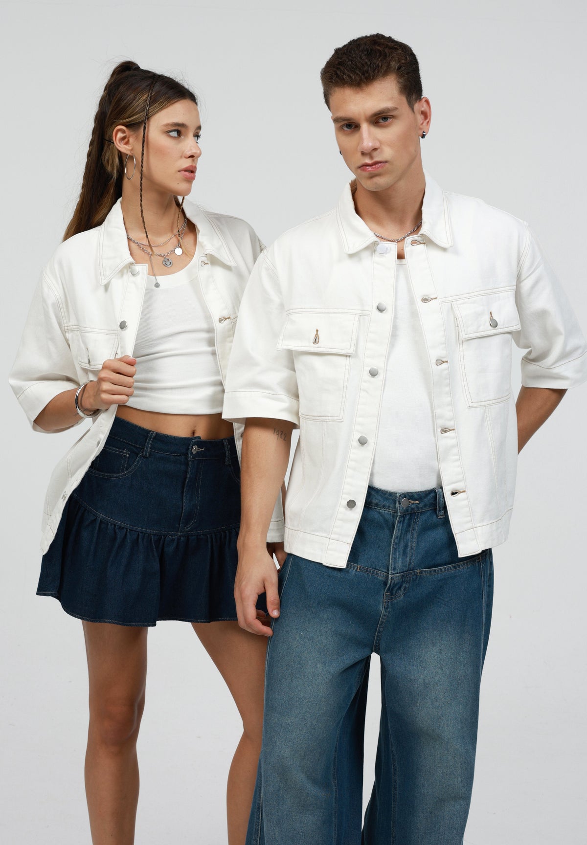 YOURTURN UNISEX DENIM - Shirt - Stone Wash