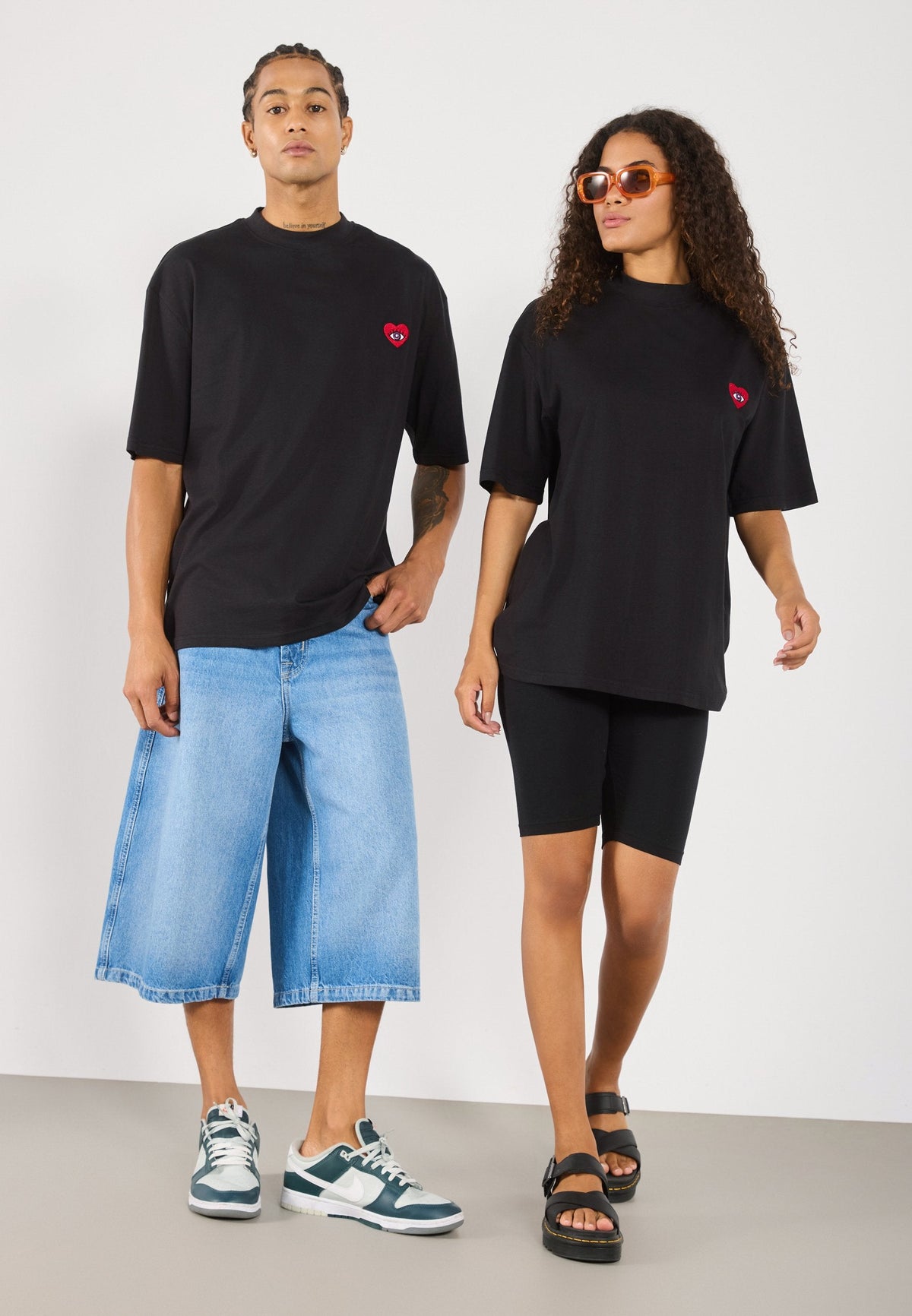 YOURTURN UNISEX 2 PACK - Print T-shirt - Black/white