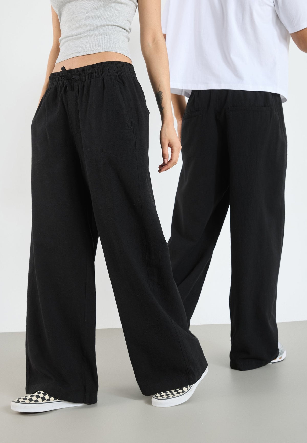 YOURTURN LINEN MIX BLEND UNISEX - Trousers - Black