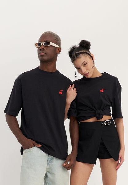 YOURTURN UNISEX - Basic T-shirt - Black/red
