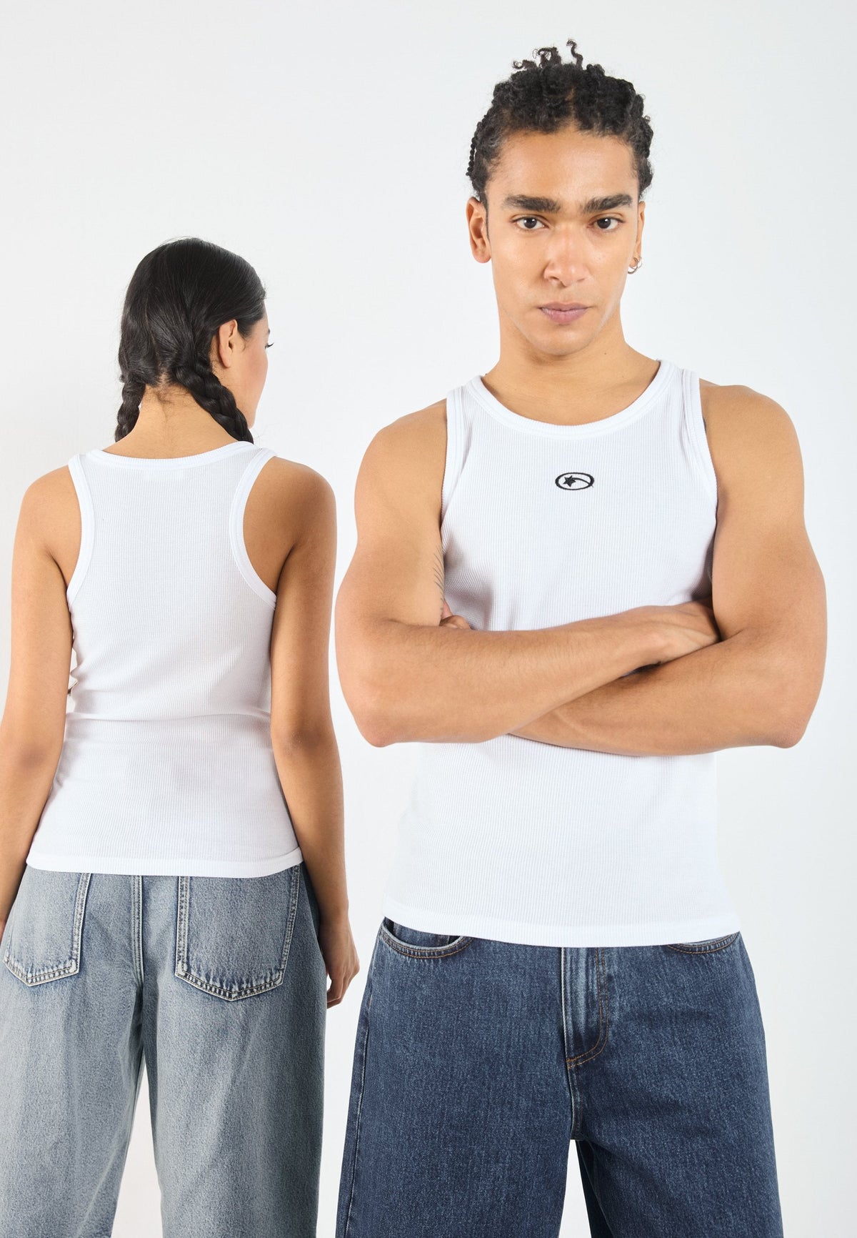 YOURTURN UNISEX 2 PACK WAFFLE VEST - Top - Bright White/true Black