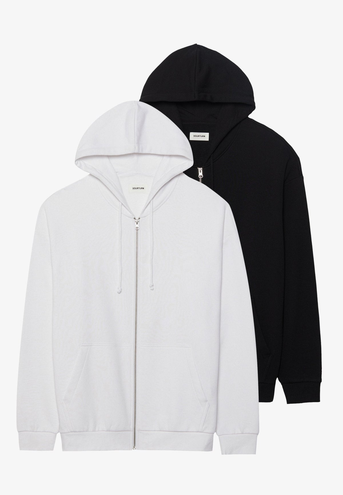 YOURTURN UNISEX 2 PACK - Zip-up Sweatshirt - Mottled Light Grey/black