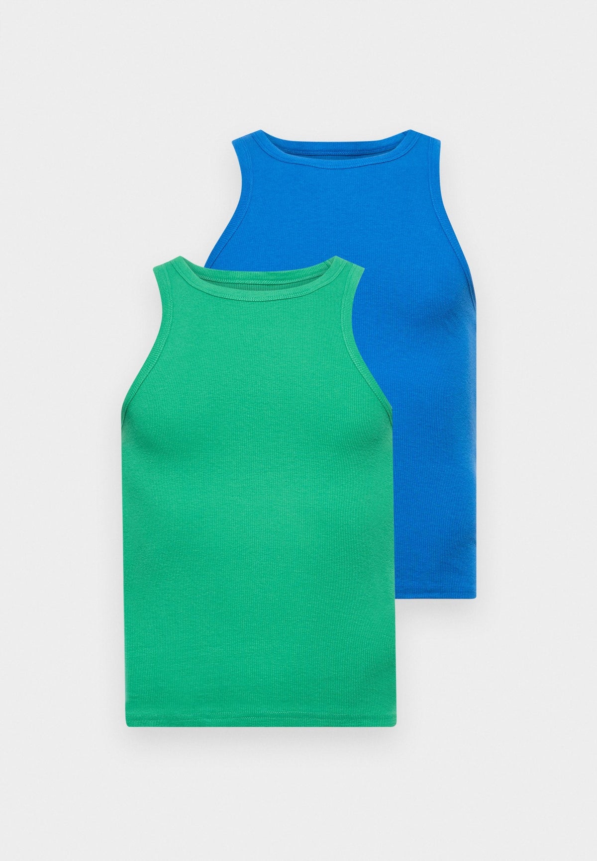YOURTURN BASIC RIB MUSCLE RACER TANKS UNISEX 2 PACK - Top - White/black