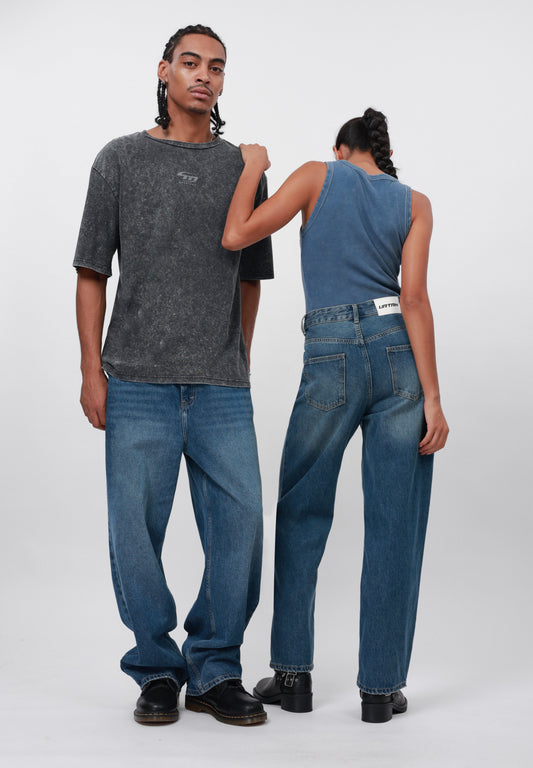 YOURTURN UNISEX - Straight Leg Jeans - Dark Blue Denim
