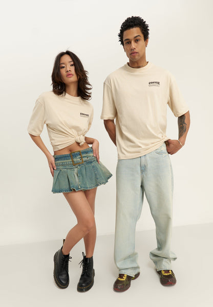 YOURTURN UNISEX - Print T-shirt - Beige