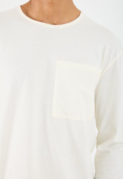 YOURTURN SLOUCHY LONG SLEEVED TOP WITH POCKET UNISEX - Long Sleeved Top - Marshmallow 11-4300 Tcx