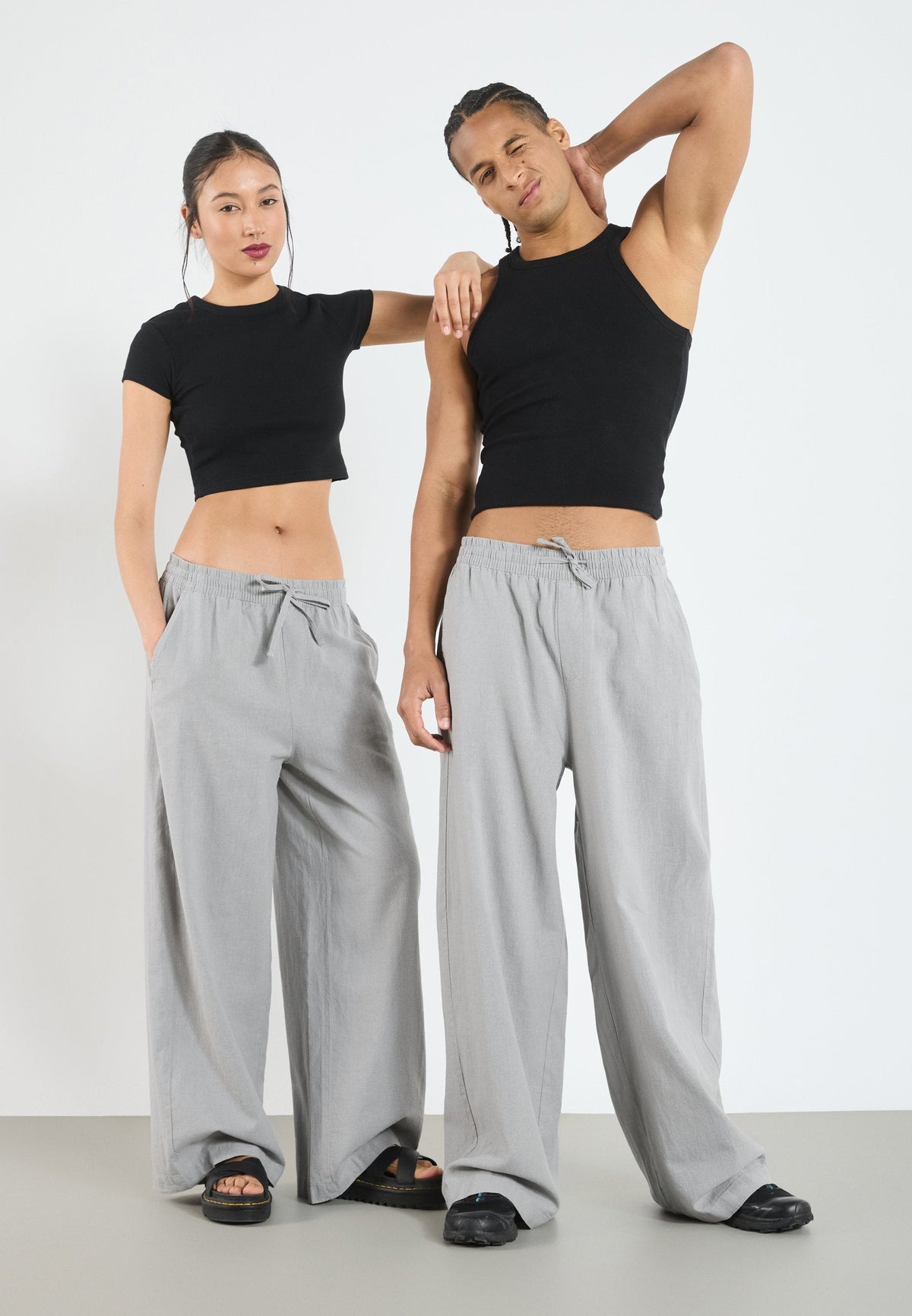YOURTURN LINEN MIX BLEND UNISEX - Trousers - Ultimate Grey