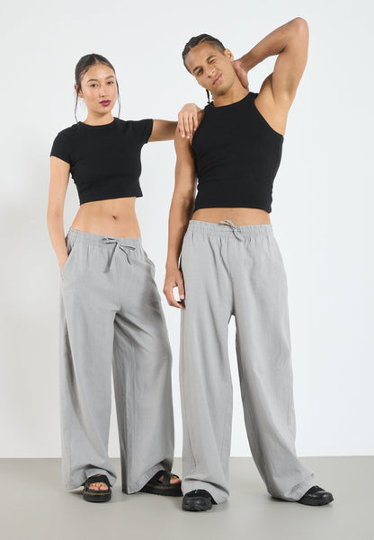 YOURTURN LINEN MIX BLEND UNISEX - Trousers - Ultimate Grey